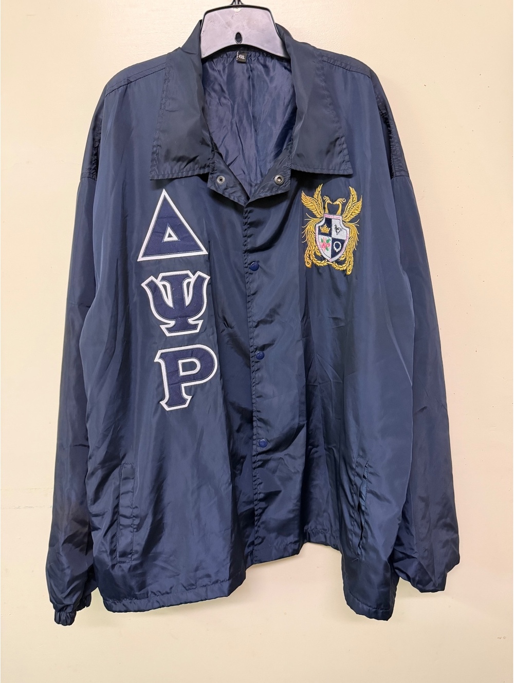 Navy Blue Delta Psi Phi Embroidered 4XL Windbreaker Jacket